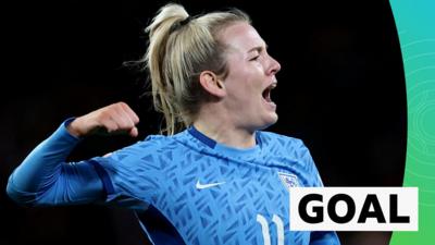 Lauren Hemp celebrates scoring for England against Australia in their World Cup semi-final