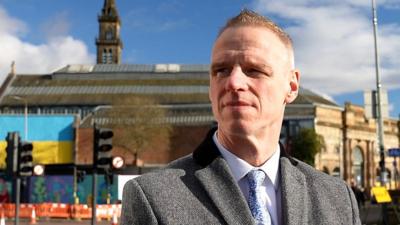 Michael Byrne outside the Clutha bar in Glasgow