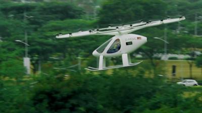 Volocopter in flight in Singapore