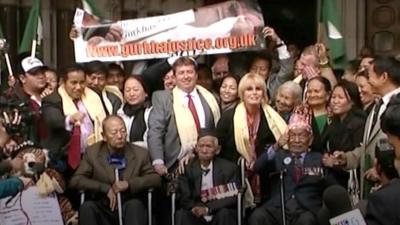 Joanna Lumley and Ghurka campaigners