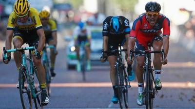 BMC rider Jean-Pierre Drucker wins a thrilling sprint at the London-Surrey Classic