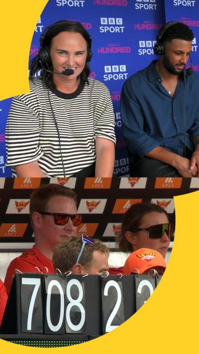 Katey Martin and Emilio Gay on commentary and a secret scoreboard being shown