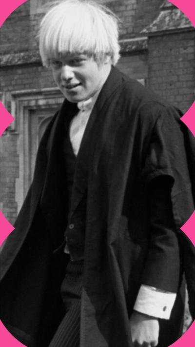 Black and white photo of a young Boris Johnson