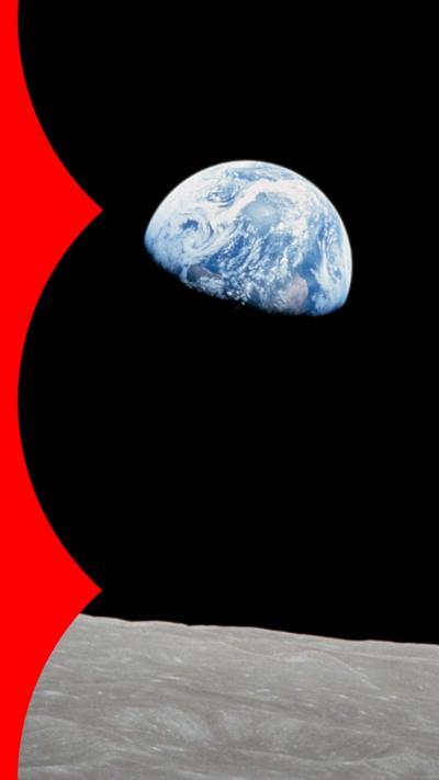 Planet Earth seen from space. It looks blue with white swirls and is surrounded by black