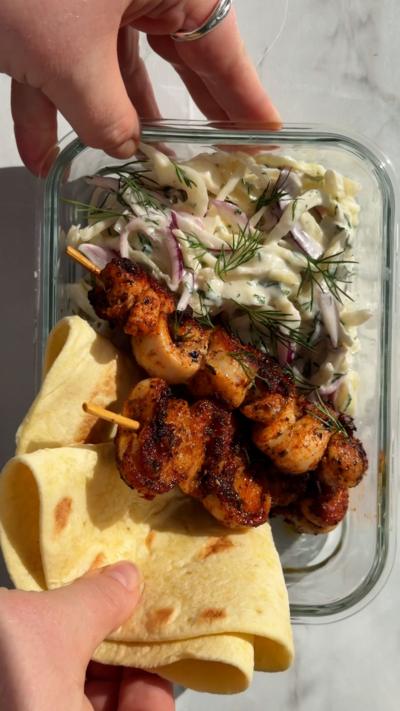 Food in a glass dish