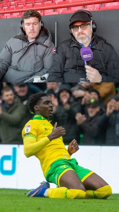 Norwich City commentators sit in the stand a Carrow Road