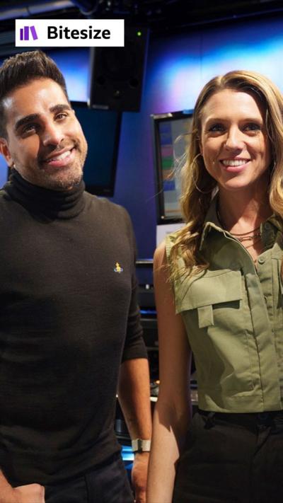 Dr Ranj and Charlie Tee stood next to each other, smiling in radio studio