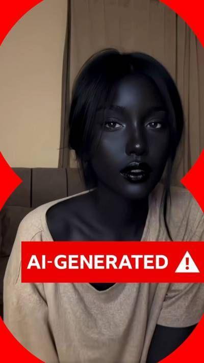 An AI-generated image of a woman wearing a loose-fitting T-shirt