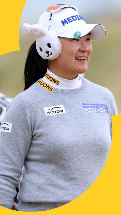 A-Lim Kim with her bunny earmuffs at  the Women's Scottish Open