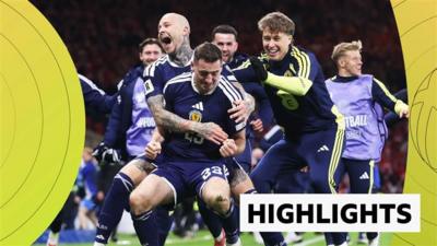 Scotland celebrate after the win over Denmark