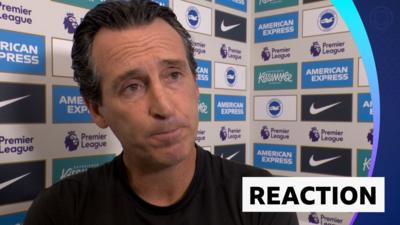 Aston Villa manager Unai Emery during his post-match interview