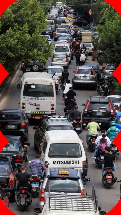 A long queue of traffic heading into the distance