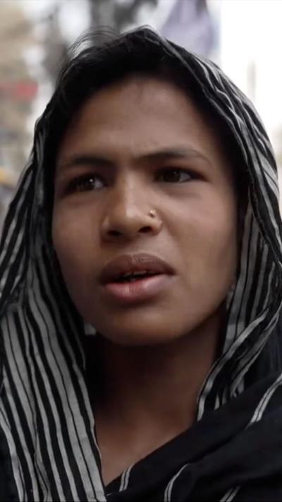 Close up of Bangladeshi woman wearing a veil