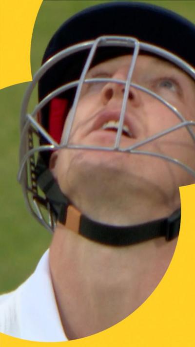 Harry Brook looking up after getting out 