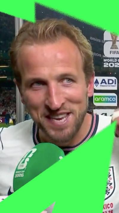 England's Harry Kane looking embarrassed being interviewed by BBC Sport.