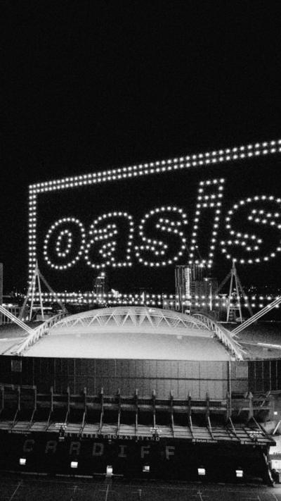 Oasis sign at the Principality Stadium 