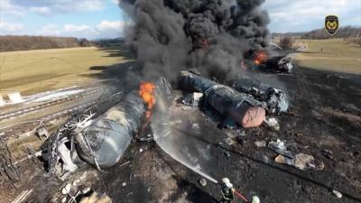 A train on fire in Czech Republic