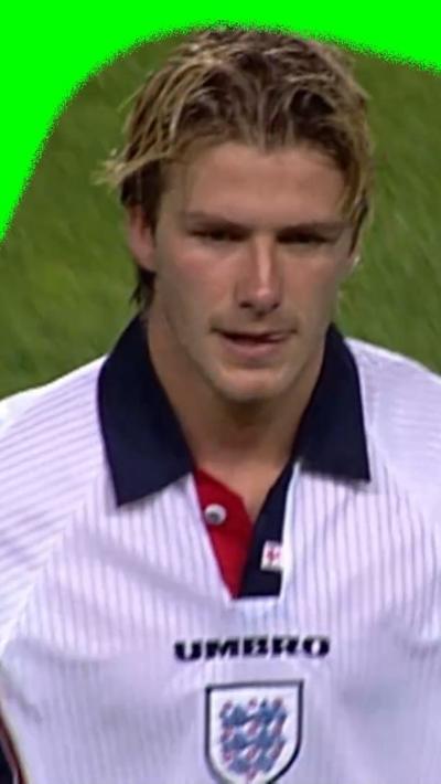 David Beckham when he was sent off with a red card in the 2002 World Cup against Argentina.