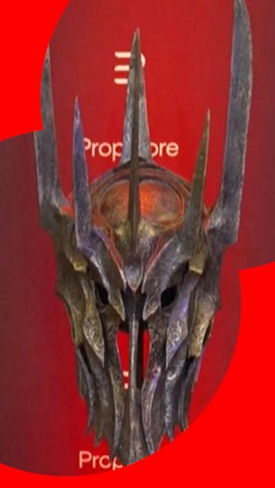 Sauron's helmet on a stand