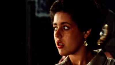 Close up of punk singer-songwriter Poly Styrene. 