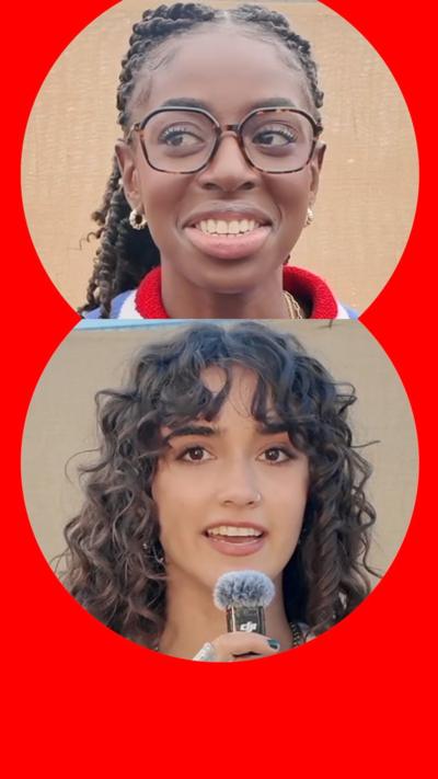 Split screen image of Asha Banks and Cat Burns 