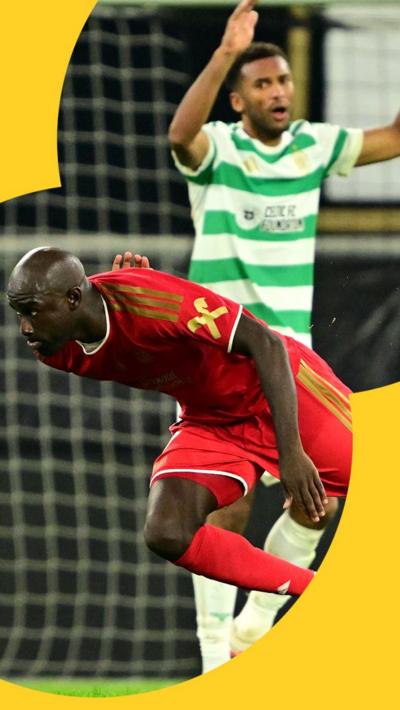 Samuel Adeniran after scoring a goal 