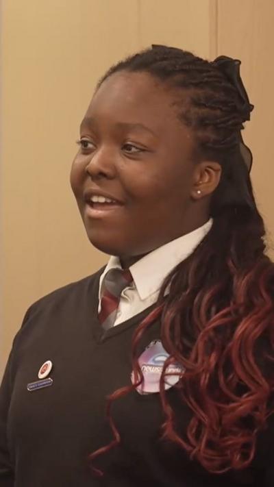 A girl in school uniform