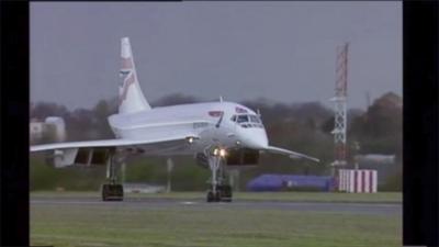 Supersonic aircraft Concorde touches down in Filton, Bristol.