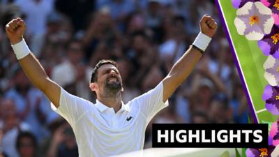 Novak Djokovic raises his arms in celebration