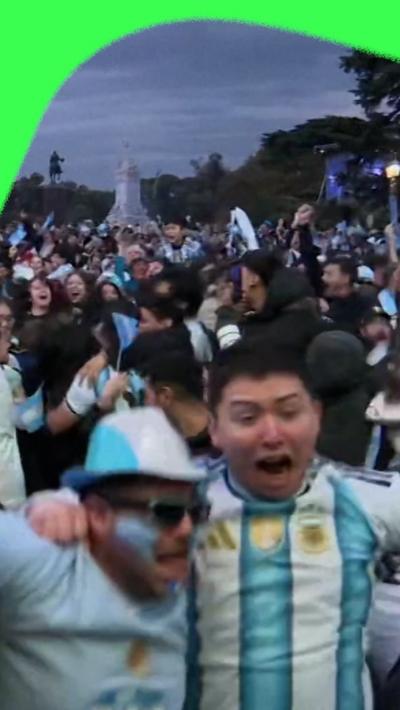 Argentina fans celebrate Lautaro Martinez winner