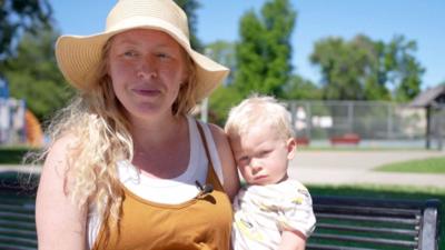 Mother and son at park