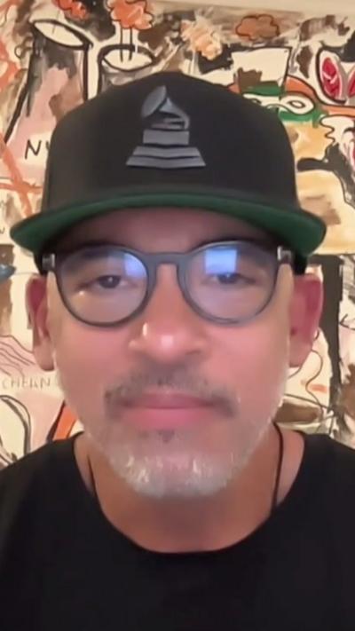 Harvey Mason Jr from the CEO of The Recording Academy is seen.