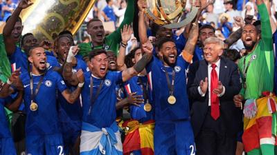 Chelsea lifting Club World Cup trophy