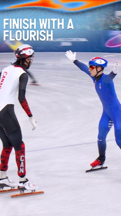 Italy skater celebrating winning gold