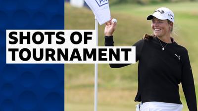 Mimi Rhodes celebrates her hole-in-one