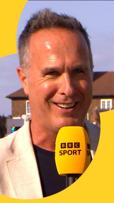 Michael Vaughan talking into BBC Sport microphone