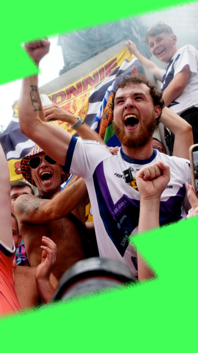 Man in Scotland top cheering among fans