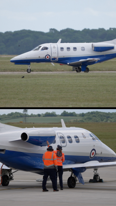 Aircraft preparations are underway at RAF Cranwell for the King's Trooping the Colour flypast