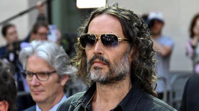 Russell Brand outside of Westminster Magistrates' Court 