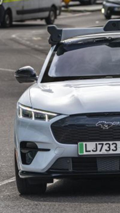 Image of Wayve self-driving car on streets of London.