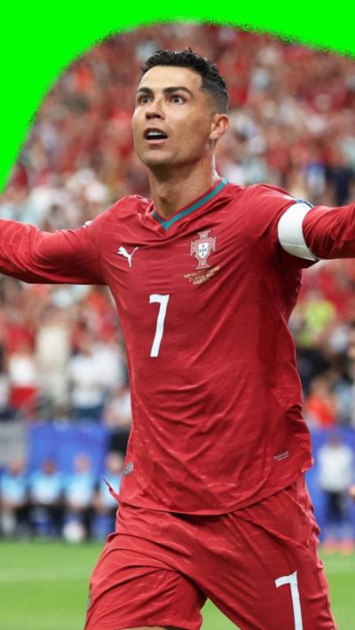 Cristiano Ronaldo celibates scoring a goal 