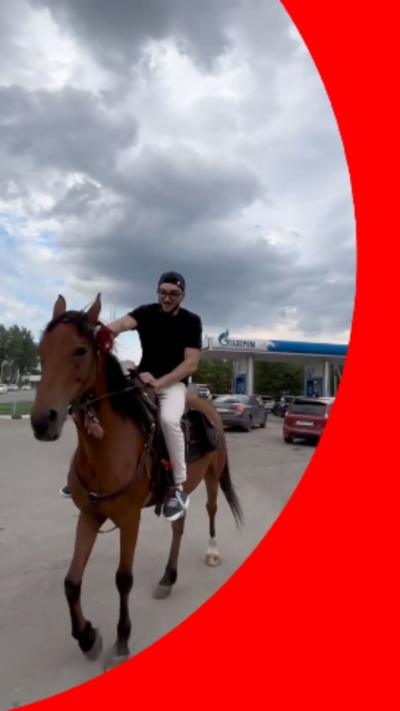 A graphical composite showing a Russian man riding a horse next to the BBC Verify logo.