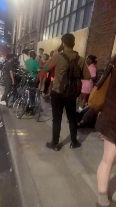 A long queue on the street in London