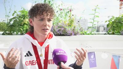 Paralympian Lauren Rowles chats to Martin from Newsround