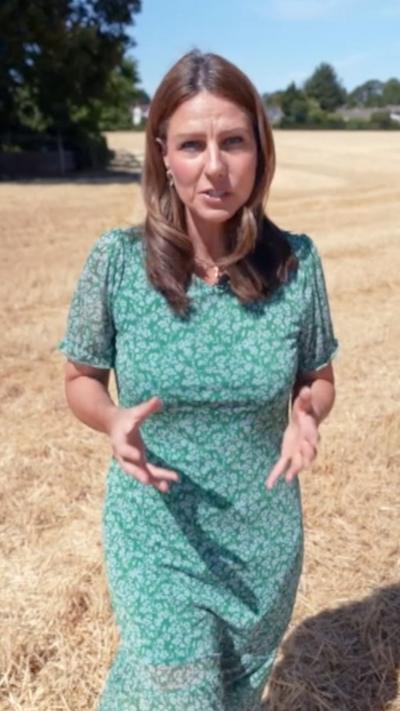 Correspondent Helena Wilkinson outside in dry field