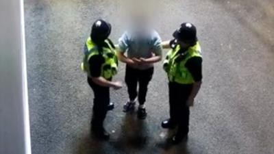 Teen arrested at football match