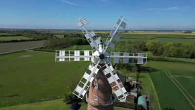 Windmill seen from a drone.