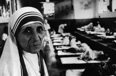 Black and white photograph of Mother Teresa