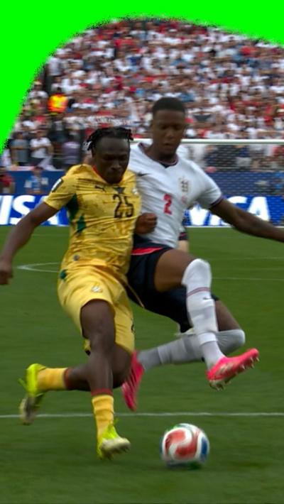 Prince Kwabena Adu has the biggest chance of the game but stopped by Ezri Konsa