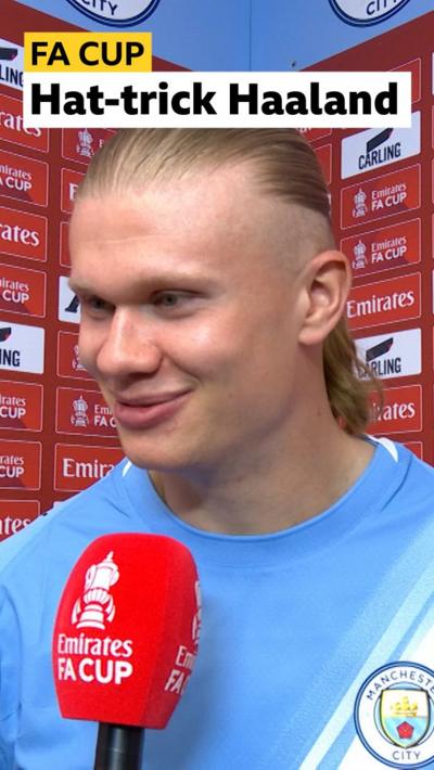 Erling Haaland of Manchester City in post-match interview